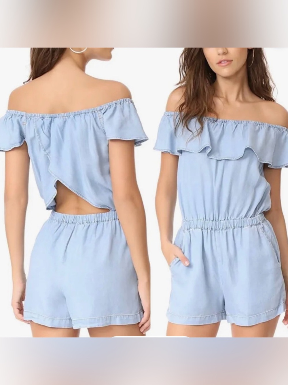 Splendid Light Blue Ruffle-Neck Tank Top - Picture 3 of 10